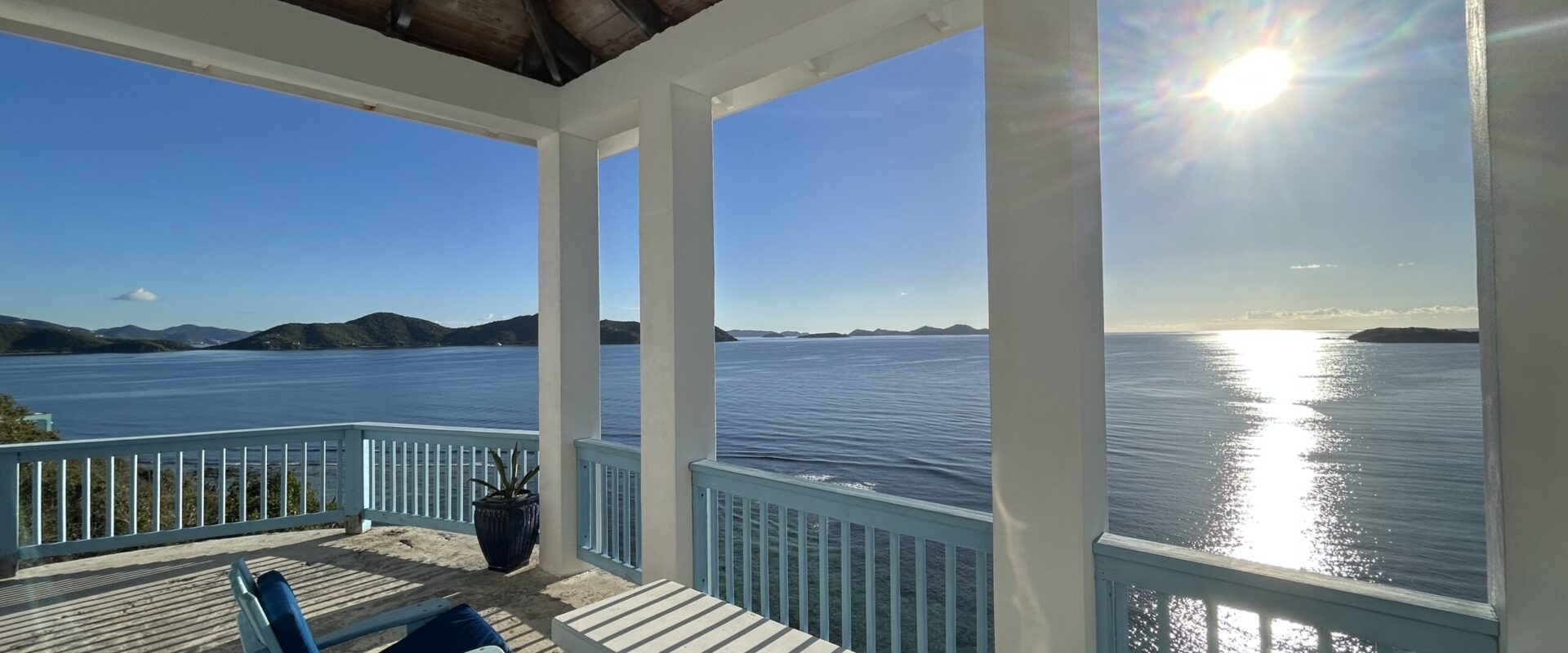 Shaded oceanfront deck